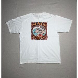 Crazy Shirts Maui Surf Co. T-Shirt Men's XL White Hawaii Surfer Graphic Tee